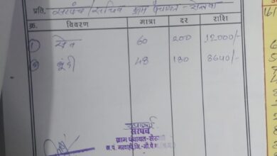 सेखवा पंचायत में 15वें वित्त की राशि में गड़बड़ी! सरपंच और सचिव पर भ्रष्टाचार के आरोप — 15 अगस्त की बूंदी-मिठाई का बिल “साहू हार्डवेयर” के नाम से जारी, ग्रामीणों ने की जांच की मांग