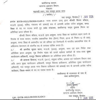 राज्य शासन ने तीन IAS अधिकारियों की पदस्थापना में किया बदलाव, नई जिम्मेदारियाँ सौंपीं