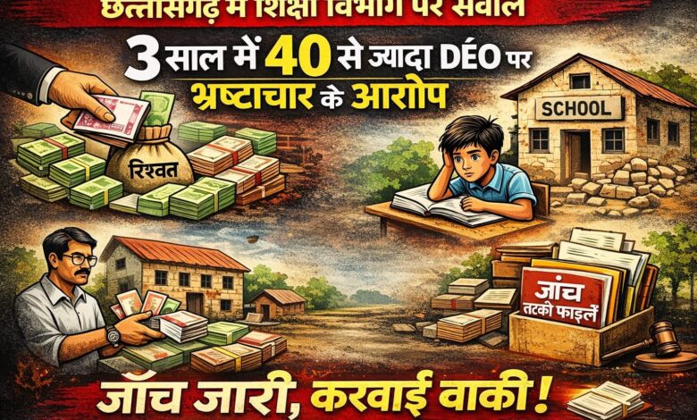छत्तीसगढ़ में शिक्षा विभाग पर सवाल: तीन साल में 40 से ज्यादा डीईओ पर भ्रष्टाचार के आरोप, कई मामलों में कार्रवाई अब भी लंबित