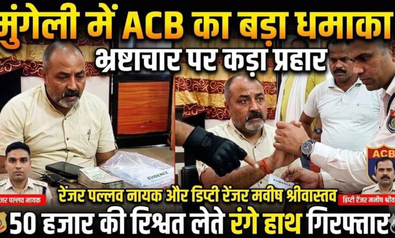 “डिप्टी रेंजर व (तत्कालीन प्रभारी रेंजर खोडरी, मरवाही)मनीष श्रीवास्तव गिरफ्तार: वन अपराध केस हल्का करने, चालान जल्द पेश करने और जब्त वाहन छुड़ाने के एवज में खोड़री–मरवाही में ₹50 हजार की रिश्वत लेते हुए रंगे हाथ पकड़ा गया, रेंजर पल्लव नायक भी ACB के शिकंजे में” “डिप्टी रेंजर व (तत्कालीन प्रभारी रेंजर खोडरी, मरवाही)मनीष श्रीवास्तव गिरफ्तार: वन अपराध केस हल्का करने, चालान जल्द पेश करने और जब्त वाहन छुड़ाने के एवज में खोड़री–मरवाही में ₹50 हजार की रिश्वत लेते हुए रंगे हाथ पकड़ा गया, रेंजर पल्लव नायक भी ACB के शिकंजे में”