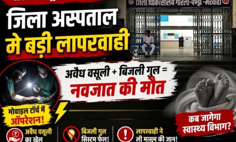 गौरेला–पेंड्रा–मरवाही: अवैध वसूली, बिजली गुल और लापरवाही—जिला अस्पताल में नवजात की मौत ने खड़े किए बड़े सवाल