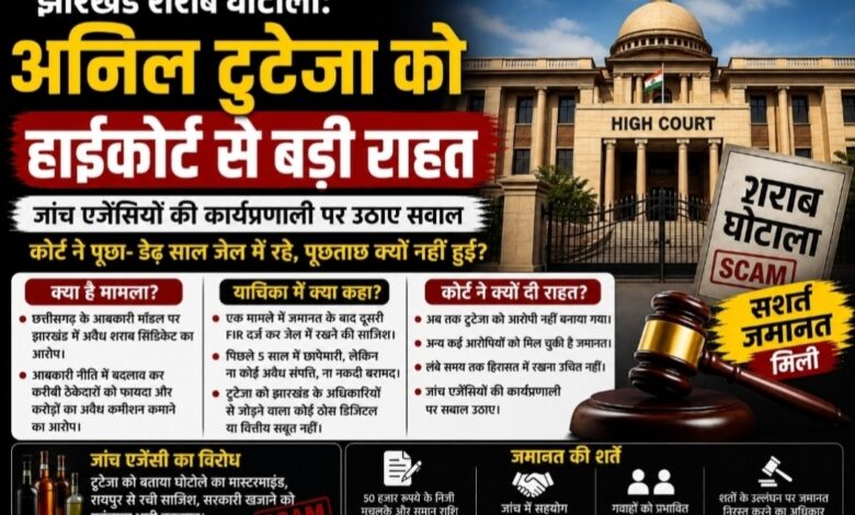 झारखंड शराब घोटाले में पूर्व IAS अनिल टुटेजा को हाईकोर्ट से बड़ी राहत, जांच एजेंसियों की कार्रवाई पर कोर्ट ने उठाए सवाल