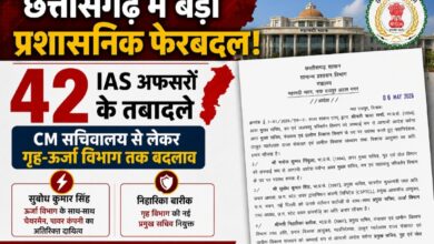 छत्तीसगढ़ में बड़ा प्रशासनिक फेरबदल: 42 IAS अफसरों के तबादले, CM सचिवालय से लेकर गृह-ऊर्जा विभाग तक बदलाव