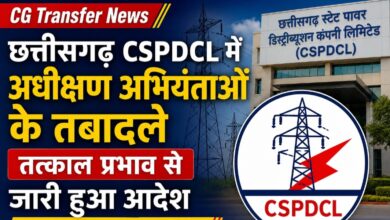 CG Transfer News: छत्तीसगढ़ CSPDCL में अधीक्षण अभियंताओं के तबादले, तत्काल प्रभाव से जारी हुआ आदेश