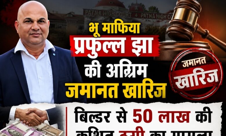 भू माफिया प्रफुल्ल झा की अग्रिम जमानत खारिज: बिल्डर से 50 लाख की कथित ठगी का मामला