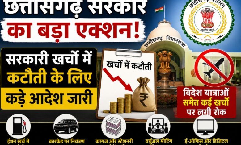 छत्तीसगढ़ सरकार का बड़ा एक्शन: सरकारी खर्चों में कटौती के लिए कड़े आदेश जारी, विदेश यात्राओं समेत कई खर्चों पर लगी रोक