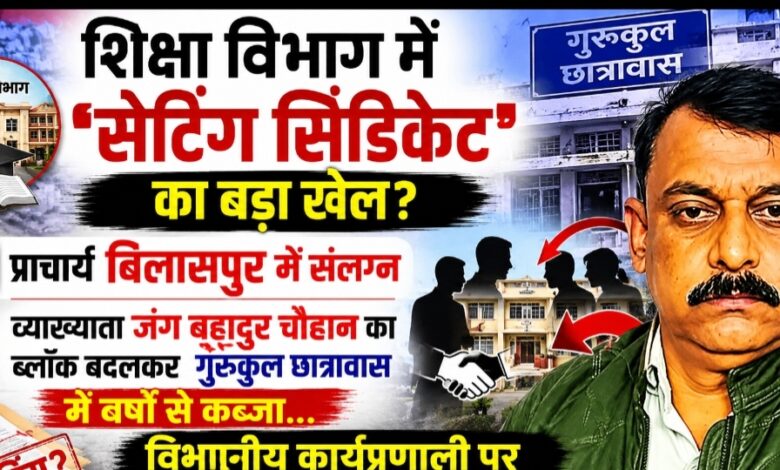 “शिक्षा विभाग में ‘सेटिंग सिंडिकेट’ का बड़ा खेल? प्राचार्य बिलासपुर में संलग्न, “व्याख्याता जंग बहादुर चौहान” का ब्लॉक बदलकर गुरुकुल छात्रावास में वर्षों से कब्जा… विभागीय कार्यप्रणाली पर उठे गंभीर सवाल