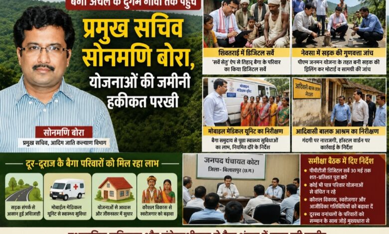 दुर्गम बैगा अंचल पहुंची प्रशासनिक संवेदनशीलता: प्रमुख सचिव “सोनमणि बोरा” ने गांवों में जाकर परखी योजनाओं की हकीकत दुर्गम बैगा अंचल पहुंची प्रशासनिक संवेदनशीलता: प्रमुख सचिव “सोनमणि बोरा” ने गांवों में जाकर परखी योजनाओं की हकीकत