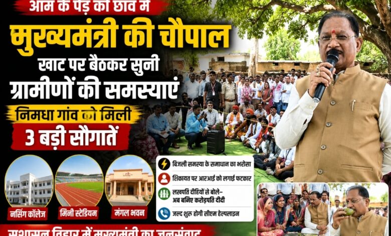 आम के पेड़ की छांव में लगी मुख्यमंत्री की चौपाल: खाट पर बैठकर सुनी ग्रामीणों की समस्याएं, नर्सिंग कॉलेज समेत तीन बड़ी सौगातों की घोषणा
