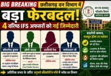 छत्तीसगढ़ वन विभाग में बड़ा फेरबदल: 4 वरिष्ठ IFS अधिकारियों को मिली नई जिम्मेदारियां, वन्यजीव से लेकर CAMPA तक बदली कमान