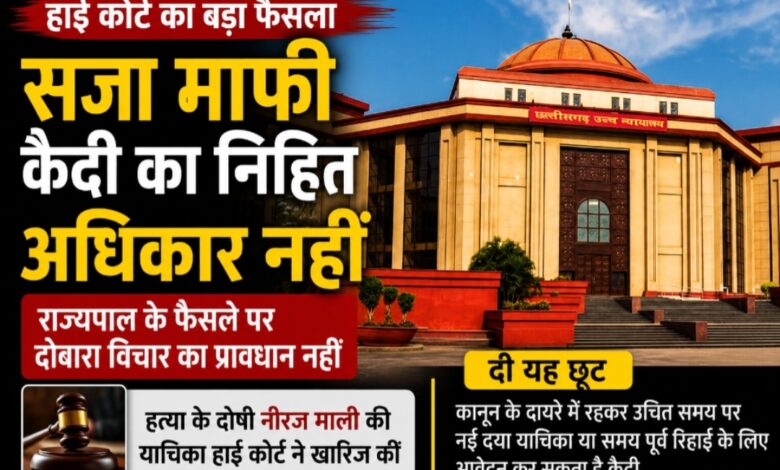 हाई कोर्ट का बड़ा फैसला: ‘सजा माफी कैदी का निहित अधिकार नहीं’, राज्यपाल के फैसले पर दोबारा विचार का प्रावधान नहीं