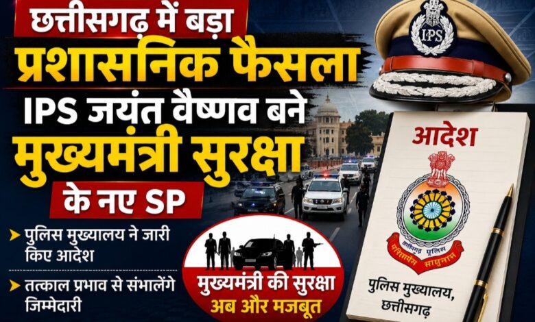 मुख्यमंत्री की सुरक्षा की कमान अब IPS जयंत वैष्णव के हाथ, पुलिस मुख्यालय ने जारी किए आदेश