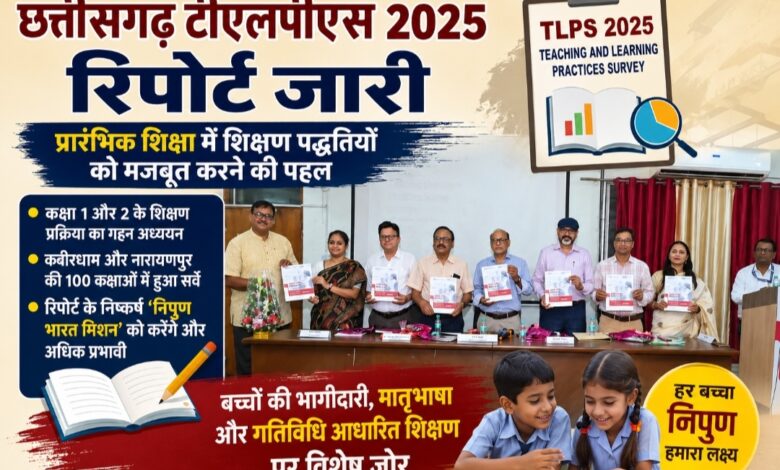 छत्तीसगढ़ टीएलपीएस 2025 रिपोर्ट जारी: शुरुआती शिक्षा में सुधार के लिए शिक्षण पद्धतियों पर फोकस, कक्षा 1-2 की पढ़ाई का हुआ गहन विश्लेषण