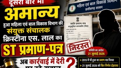 दूसरी बार भी अमान्य हुआ महिला एवं बाल विकास विभाग की संयुक्त संचालक क्रिस्टीना एस. लाल का ST प्रमाण-पत्र, अब कार्रवाई में देरी पर उठे सवाल