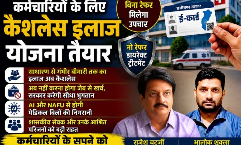 छत्तीसगढ़ के शासकीय कर्मचारियों के लिए कैशलेस इलाज योजना तैयार, ई-कार्ड से बिना रेफर मिलेगा उपचार