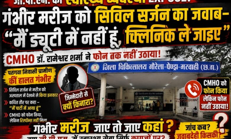 जिला अस्पताल की व्यवस्था पर फिर सवाल! गंभीर मरीज को बोले सिविल सर्जन—“मैं ड्यूटी में नहीं हूं, क्लिनिक ले जाइए”; CMHO ने फोन तक नहीं उठाया