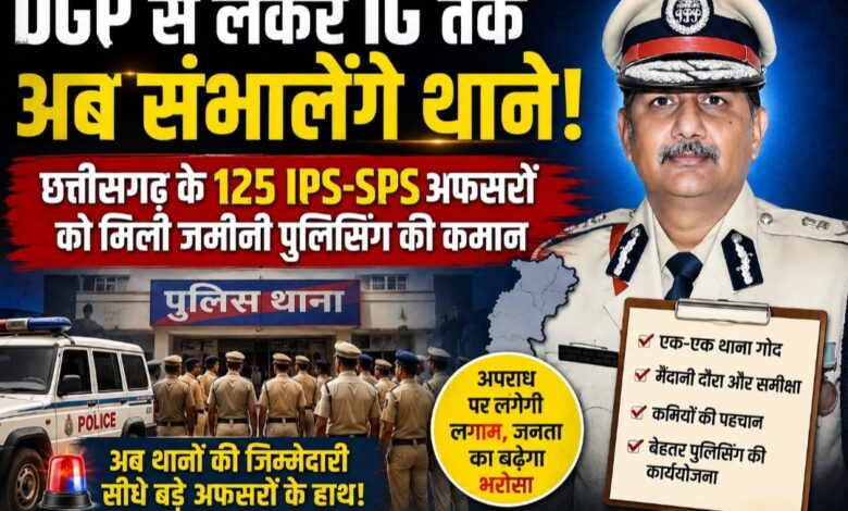 DGP से लेकर IG तक अब संभालेंगे थाने! छत्तीसगढ़ के 125 IPS-SPS अफसरों को मिली जमीनी पुलिसिंग की कमान