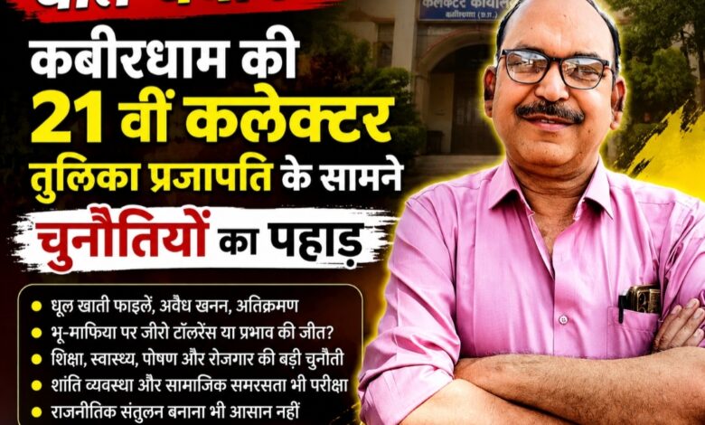 कबीरधाम की 21वीं कलेक्टर तुलिका प्रजापति के सामने सुशासन, विकास और राजनीतिक संतुलन की बड़ी चुनौती