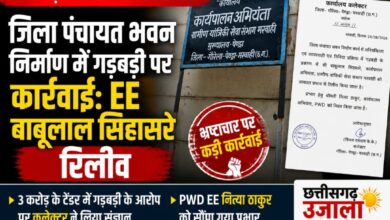 छत्तीसगढ़ उजाला की खबर का असर: जिला पंचायत भवन निर्माण में गड़बड़ी के आरोपों के बीच EE बाबूलाल सिहासरे रिलीव, PWD EE नित्या ठाकुर को प्रभार