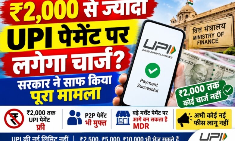 ₹2,000 से ज्यादा UPI पेमेंट पर लगेगा चार्ज? सरकार ने साफ किया पूरा मामला