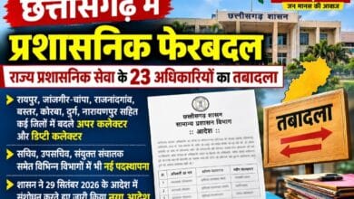 छत्तीसगढ़ में प्रशासनिक फेरबदल: राज्य प्रशासनिक सेवा के 23 अधिकारियों का तबादला, कई जिलों में बदले अपर कलेक्टर और डिप्टी कलेक्टर
