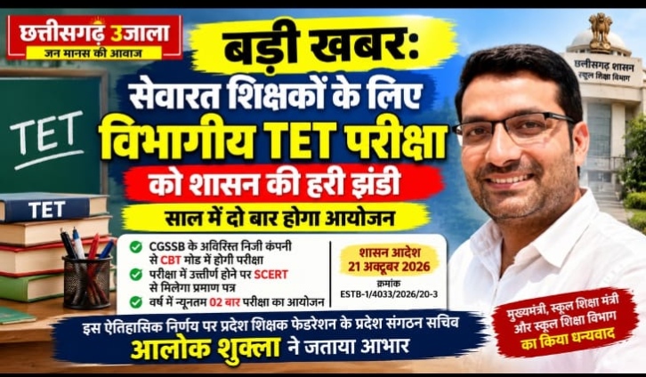 सेवारत शिक्षकों के लिए विभागीय TET परीक्षा को शासन की हरी झंडी, साल में दो बार होगा आयोजन