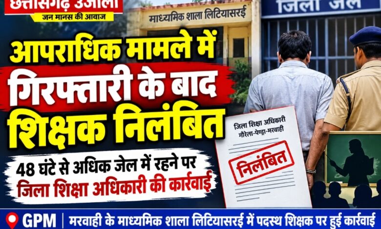 आपराधिक मामले में गिरफ्तारी के बाद शिक्षक निलंबित, 48 घंटे से अधिक जेल में रहने पर DEO की कार्रवाई